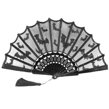 Bats and Lace Hand Fan - Gothic Bat Folding Fan for Ghoulish Glamour