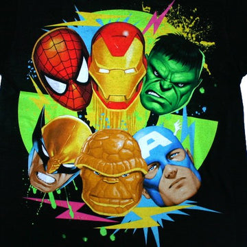 MARVEL HEROS TEAM "DA SIX COLOR" Licensed Black Cotton Tee , Mens S