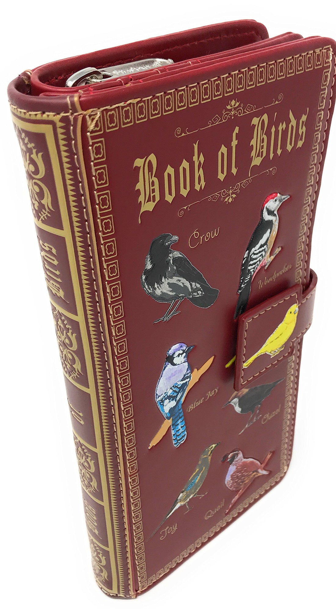 Shag Wear Book of Birds Large Wallet for Women 7" Red