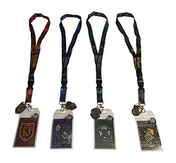 Harry Potter Lanyard Bundle of 4 Hogwarts Houses Gryffindor Slytherin Ravenclaw Hufflepuff ID Badge Holders