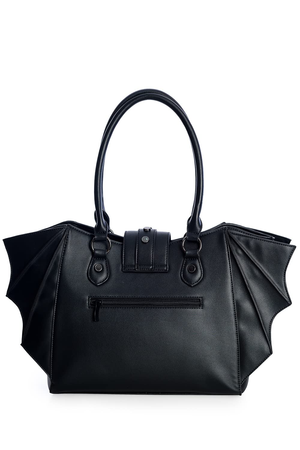 Lost Queen Annabelle Bat Wing Handbag - Gothic Winged Crossbody Purse | Black Vegan Leather