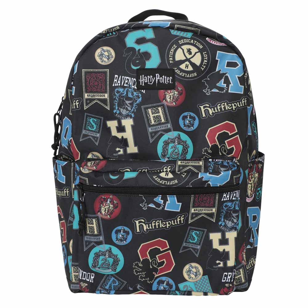 Bioworld Harry Potter 17" Laptop Backpack with Hogwarts Crest & House Banners