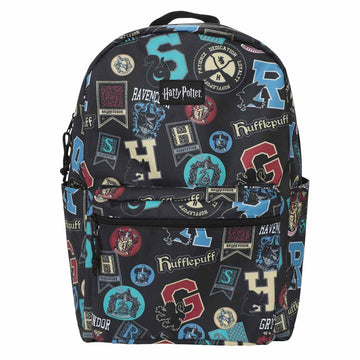 Bioworld Harry Potter 17" Laptop Backpack with Hogwarts Crest & House Banners