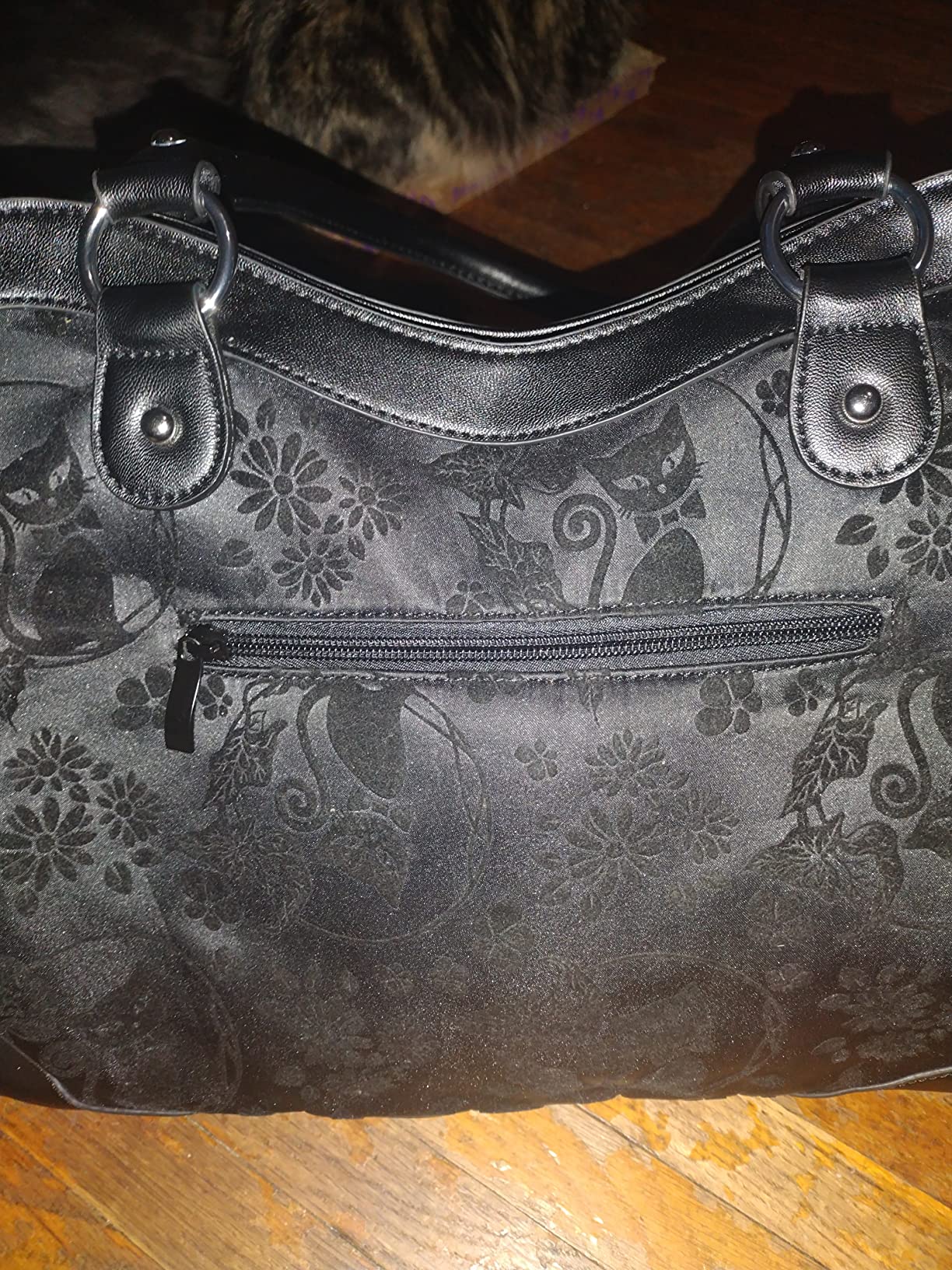 Lost Queen Dark Victorian Purse | Gothic Cat Print Shoulder Bag |  Goth Handbag (Call of the Phoenix Black)