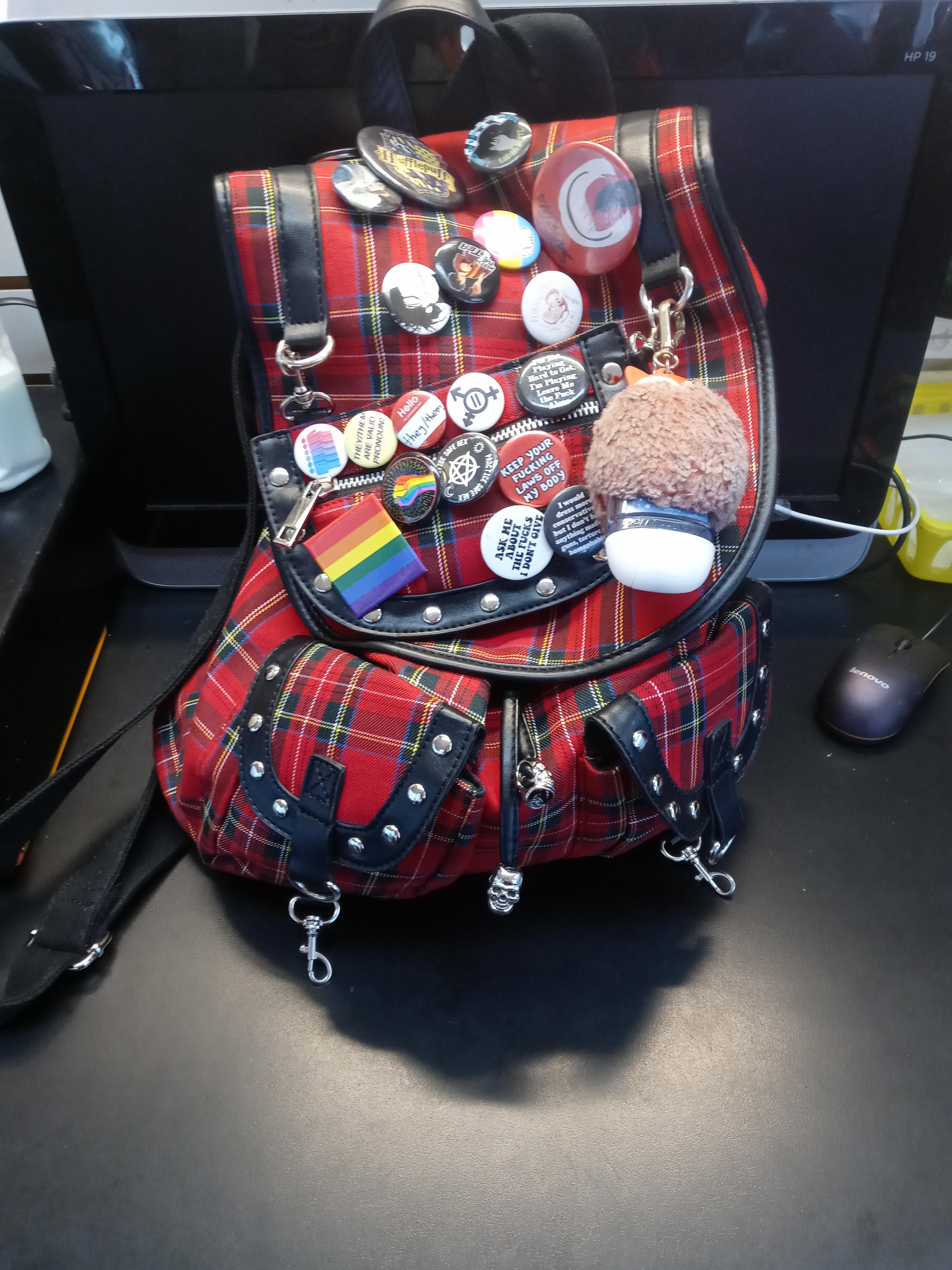Lost Queen London's "Yamy" Backpack – Punk's Not Dead Red Tartan Edition