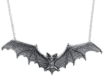 5" Gothic Bat Pewter Pendant 25" Chain Necklace