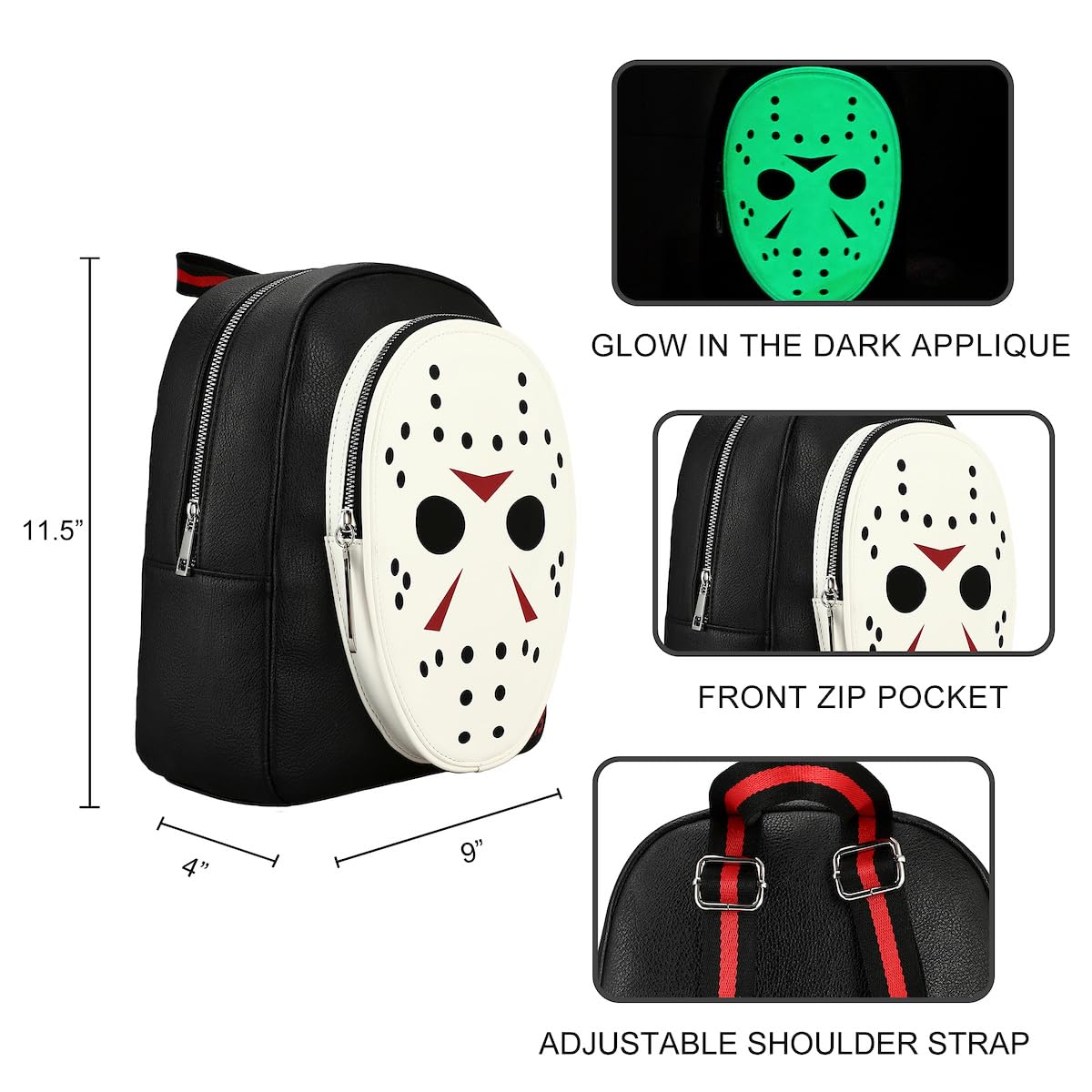 Friday the 13th Mini Backpack with Glow In The Dark Jason Mask