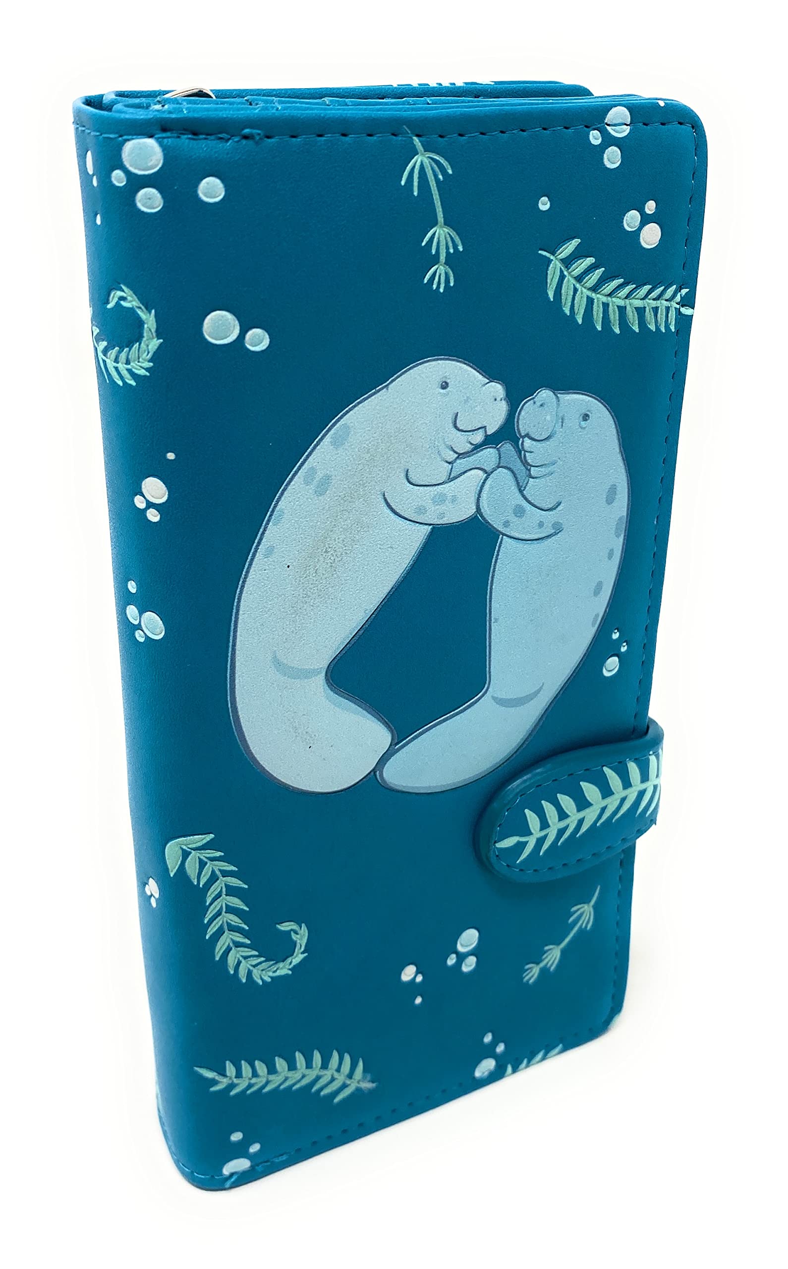 Teal Manatee Vegan Leather Wallet - Stylish & Spacious 7" Women's Accessory