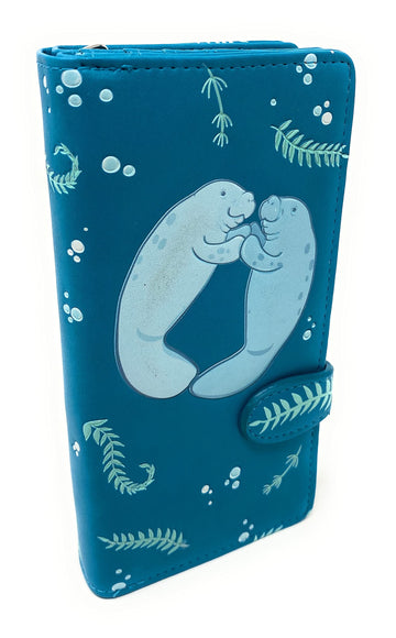 Teal Manatee Vegan Leather Wallet - Stylish & Spacious 7" Women's Accessory