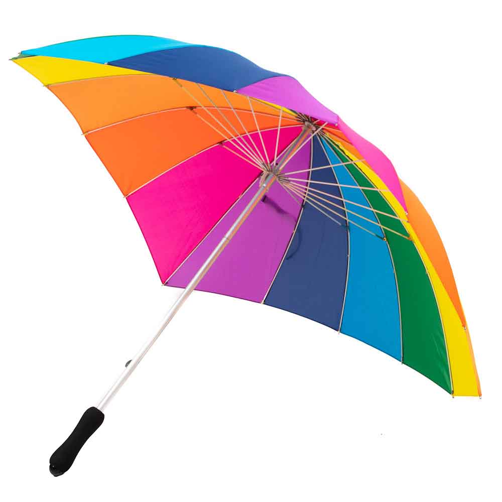 Heart-shaped rainbow pride umbrella fully open