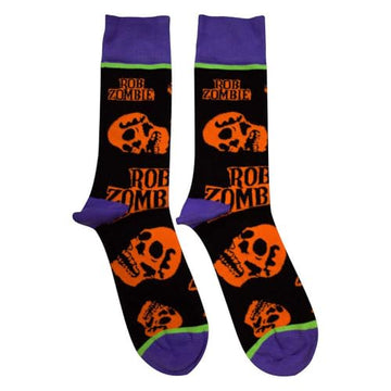 Official Rob Zombie Orange Skulls Men's Crew Socks 8-12