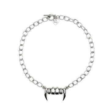 Vampire Fangs Pendant with 16" Chain Necklace -  Gothic Punk Vamp