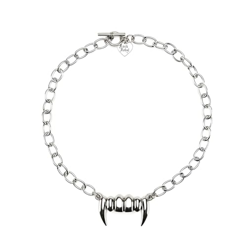 Vampire Fangs Pendant with 16" Chain Necklace -  Gothic Punk Vamp