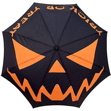 Trick Or Treat Umbrella With Skull Handle Sleeve Auto Pop Up Kreepsville