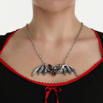 Vampire Bat Pendant Necklace - Antique Silver Plating