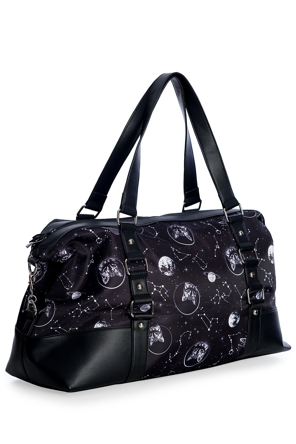 Lost Queen Space Cat Weekend Travel Tote - Planets Stars Gym Bag