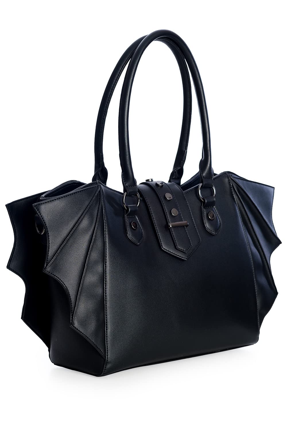 Lost Queen Annabelle Bat Wing Handbag - Gothic Winged Crossbody Purse | Black Vegan Leather
