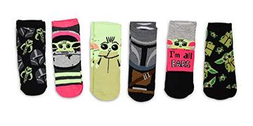 Star Wars The Mandalorian Grogu Baby Yoda Women's Ankle Socks 6 Pair Pack