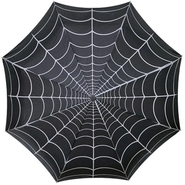 Spiderweb Umbrella with Skull Handle - Compact Folding Gothic Travel Accessory
