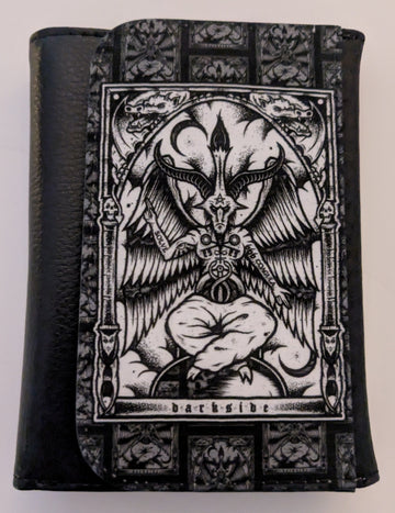 Baphomet Tri-Fold Wallet Black Faux Leather Satanic Tarot TriFold