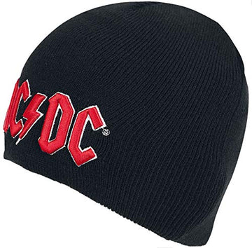 AC/DC Unisex Adult Beanie Black Cap Red 3D Logo