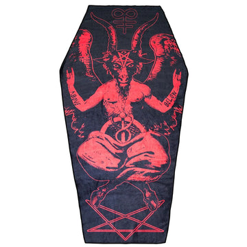 Baphomet Coffin-Shaped Beach Towel - Black & Red from Kreepsville 666