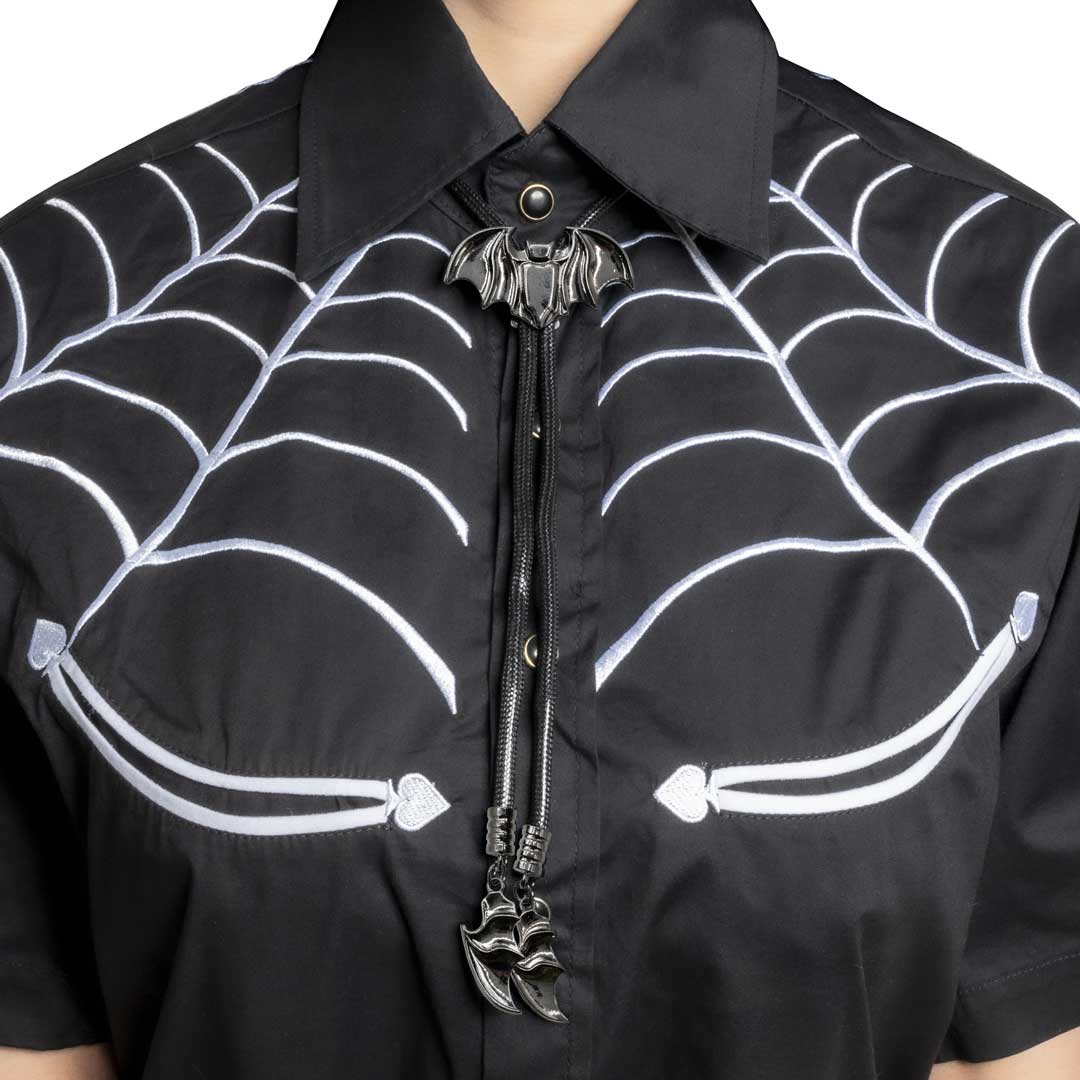 Gothic Black Bat Bolo Western Tie