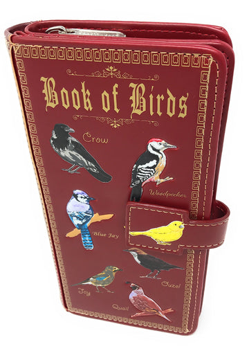 Shag Wear Book of Birds Large Wallet for Women 7" Red