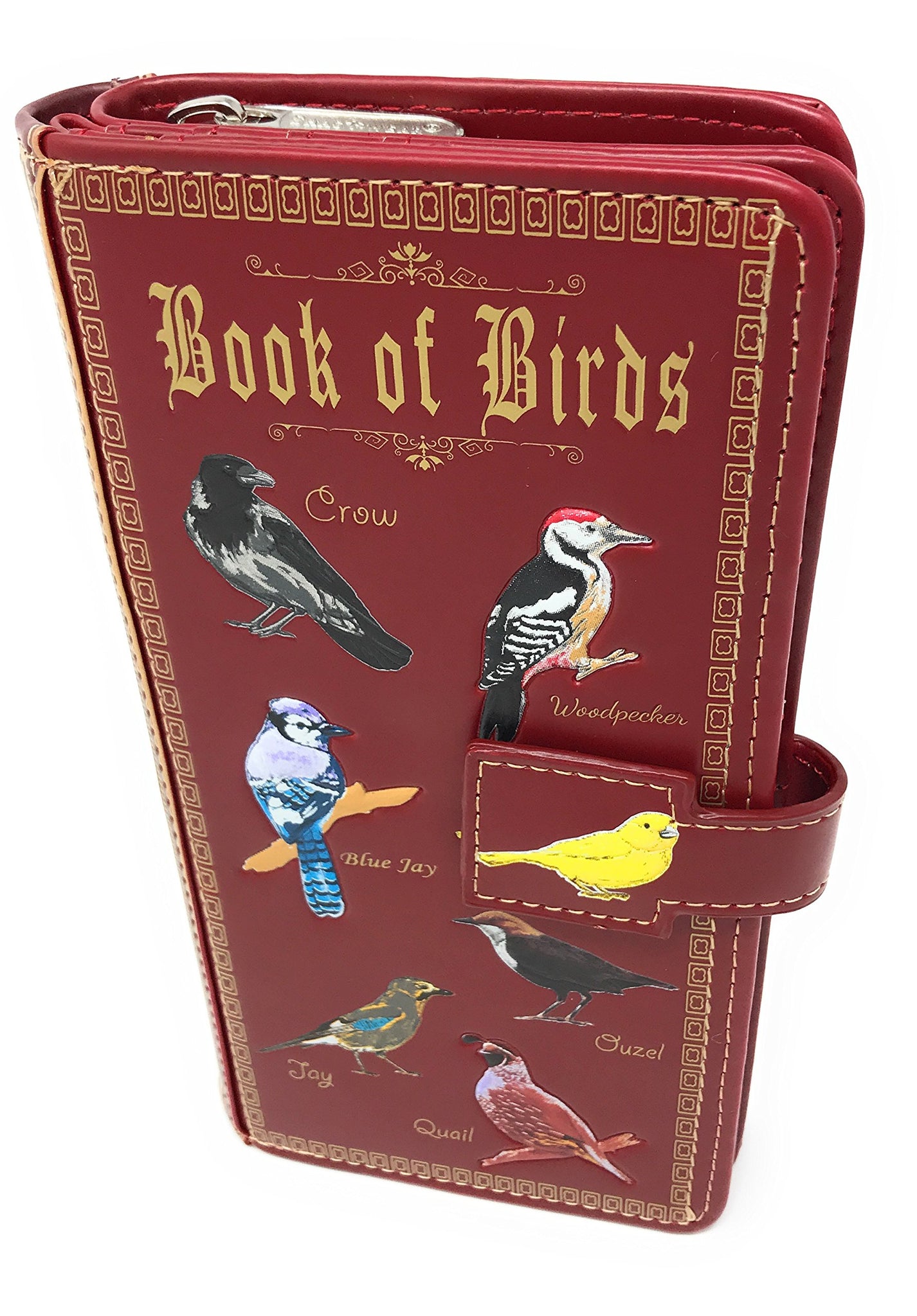 Shag Wear Book of Birds Large Wallet for Women 7" Red
