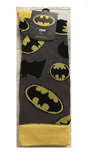 DC Comics Batman Men's Crew Socks All Over Bat Logo