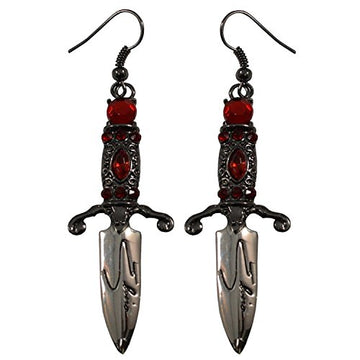 Elvira Dagger Earrings Red Stones Halloween Horror Jewelry Kreepsville Gothic