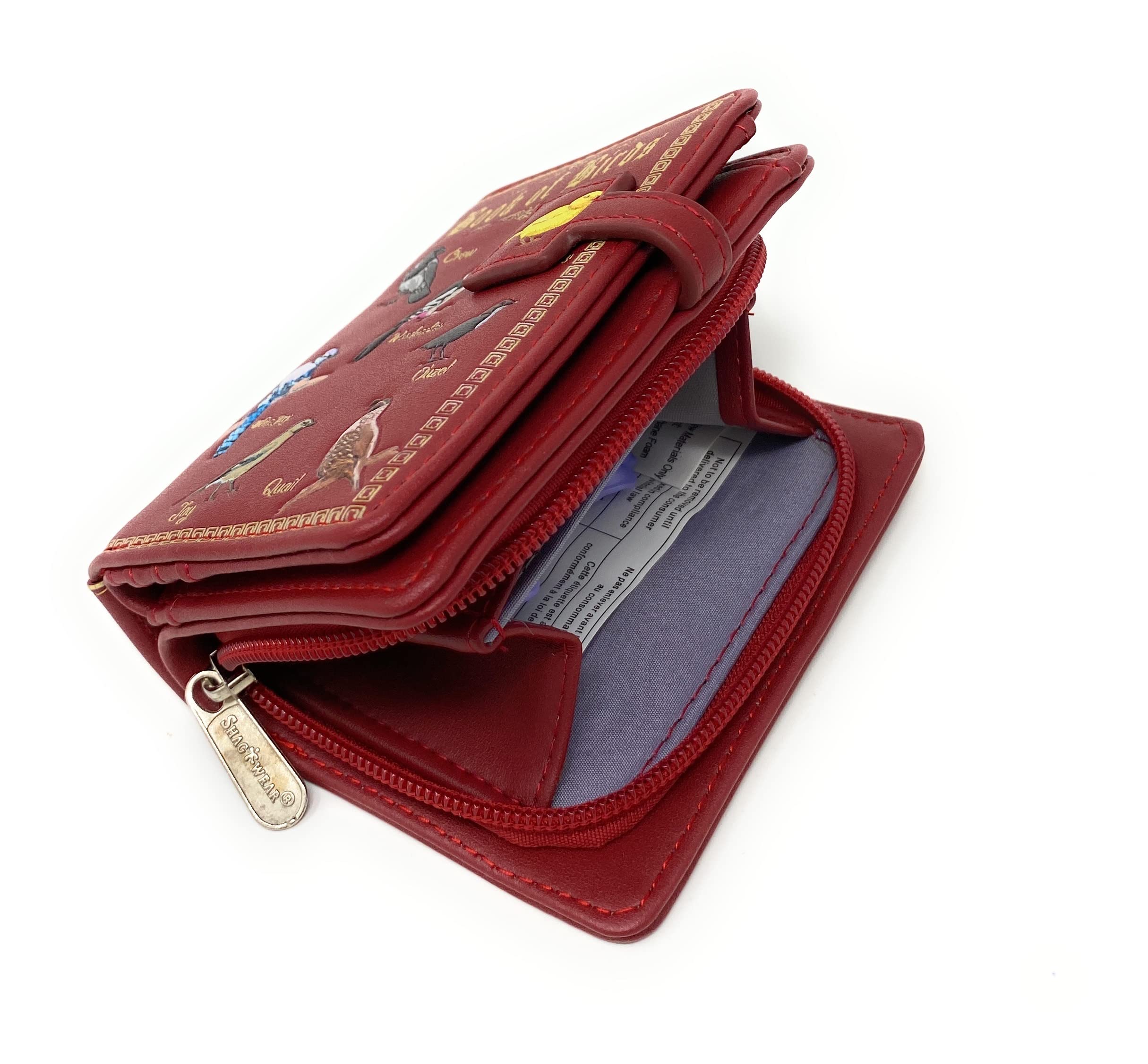Shag Wear Book of Birds Wallet for Women 4.5" Red