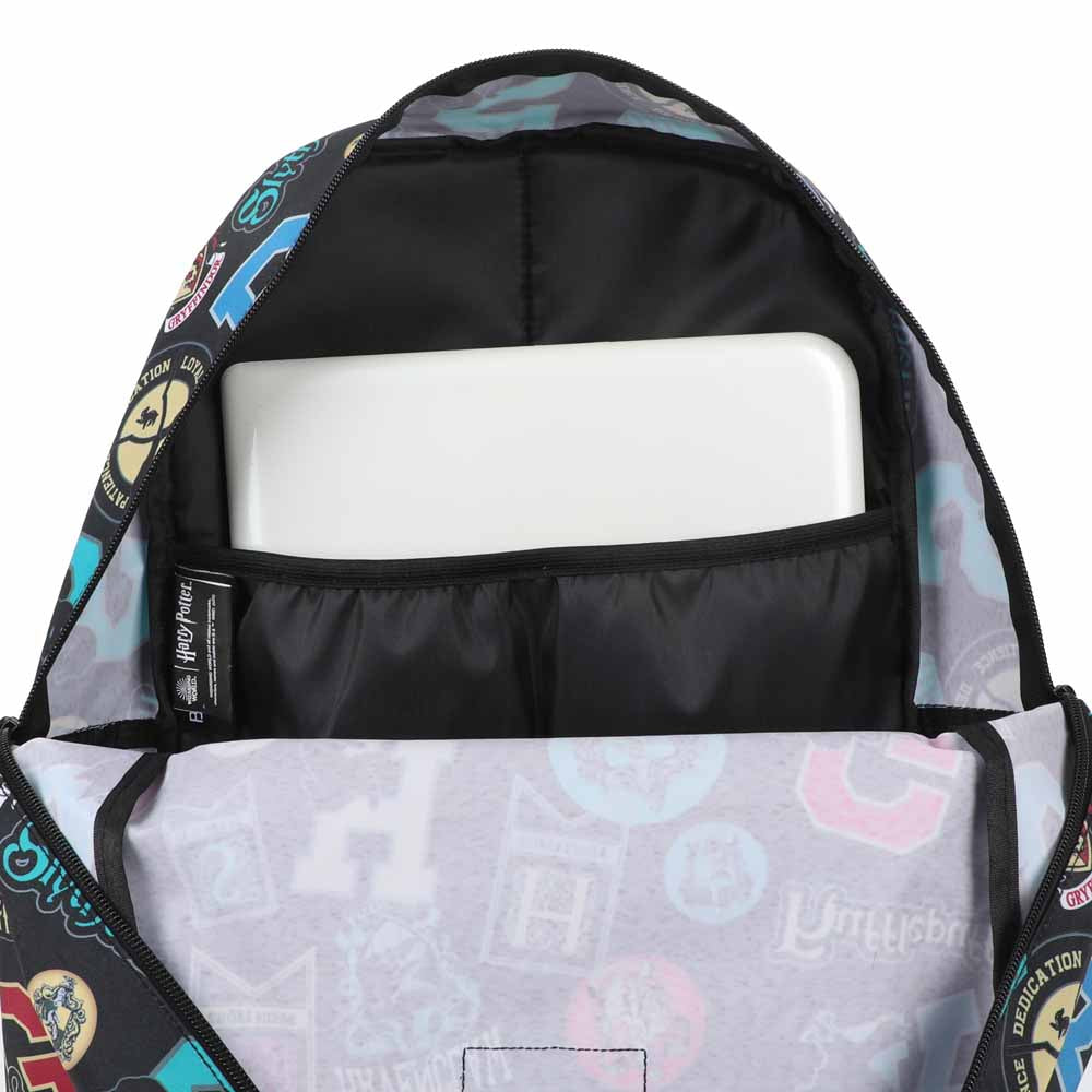 Bioworld Harry Potter 17" Laptop Backpack with Hogwarts Crest & House Banners