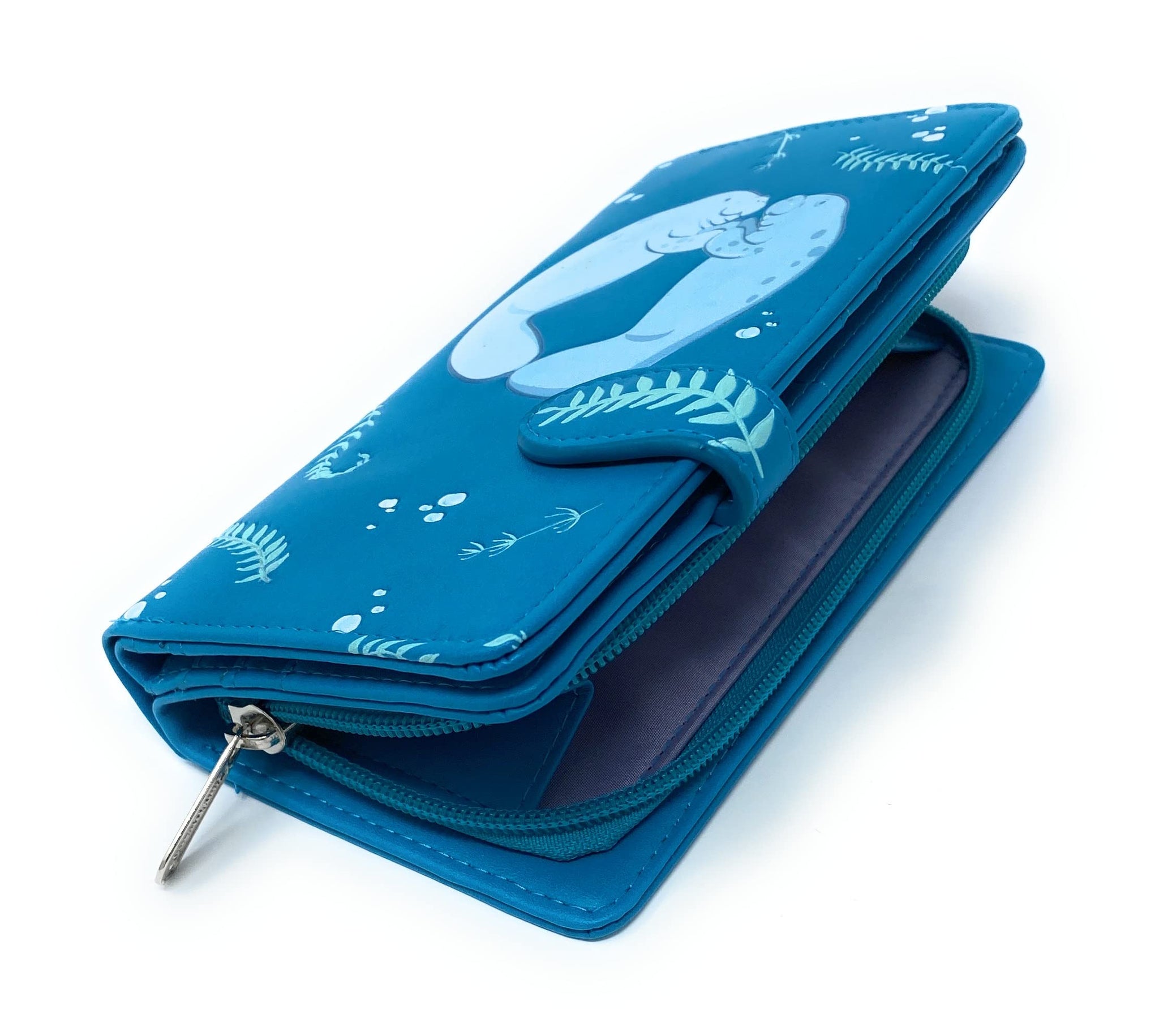 Teal Manatee Vegan Leather Wallet - Stylish & Spacious 7" Women's Accessory