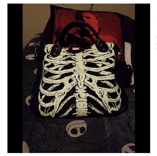 🌟 Lost Queen Glow In The Dark Skeleton Ribcage Shoulder Bag - Embrace Gothic Elegance! 🦴