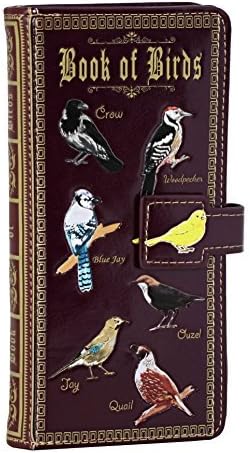 Book of Birds Large Faux Leather Wallet 7.5" Burgundy