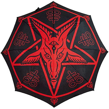 kreepsville 666 Gothic Skull Handle Satanic Star Baphomet Goathead Umbrella