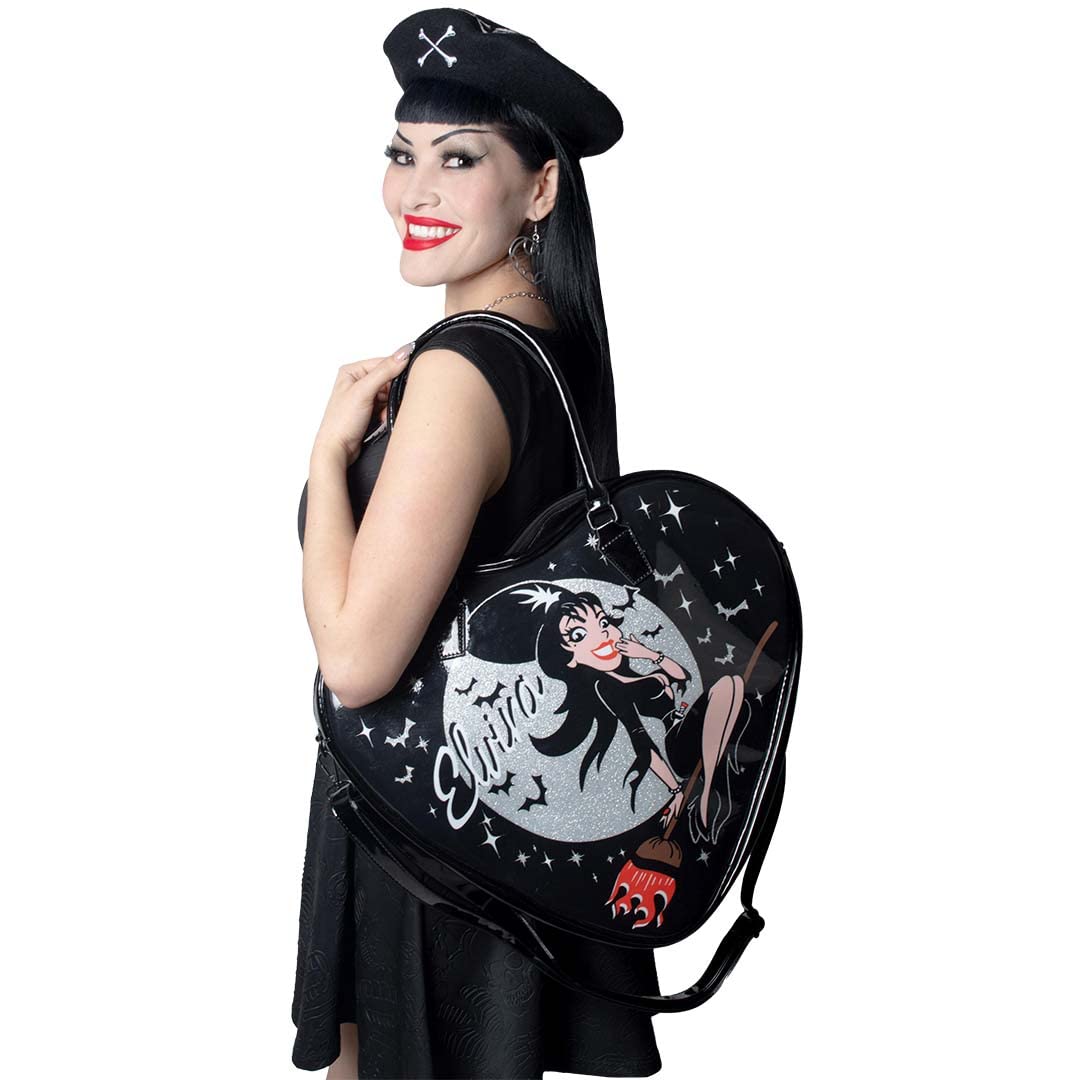 kreepsville 666 Elvira Mistress of the Dark Bewitched Sparkle Heart Handbag Large Purse