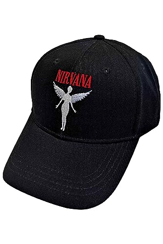 Nirvana Snapback Hat in Utero Angelic Band Logo Official Black Baseball Cap