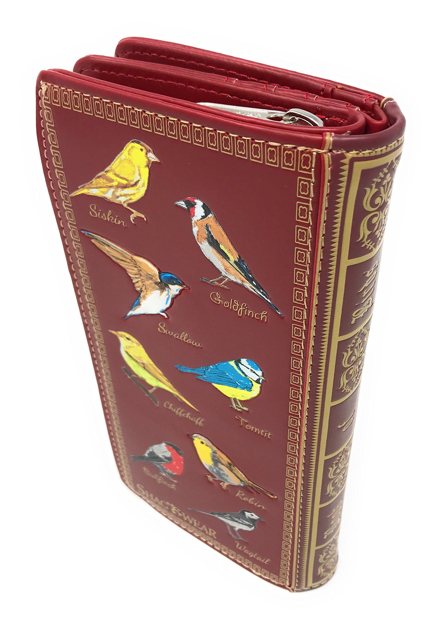 Shag Wear Book of Birds Large Wallet for Women 7" Red