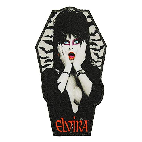Elvira Bat Coffin Patch Horror Scream Pose Dye Sublimation Iron On Applique