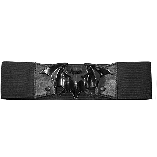 Kreepsville 666 Black Bat Elastic Waist Belt - Gothic Horror Accessory