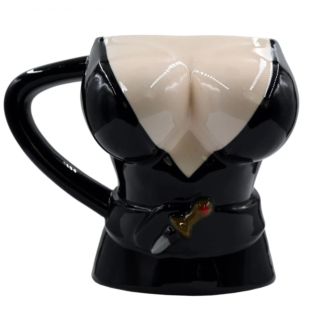 Front view of Elvira Sculpted Body Coffee Mug