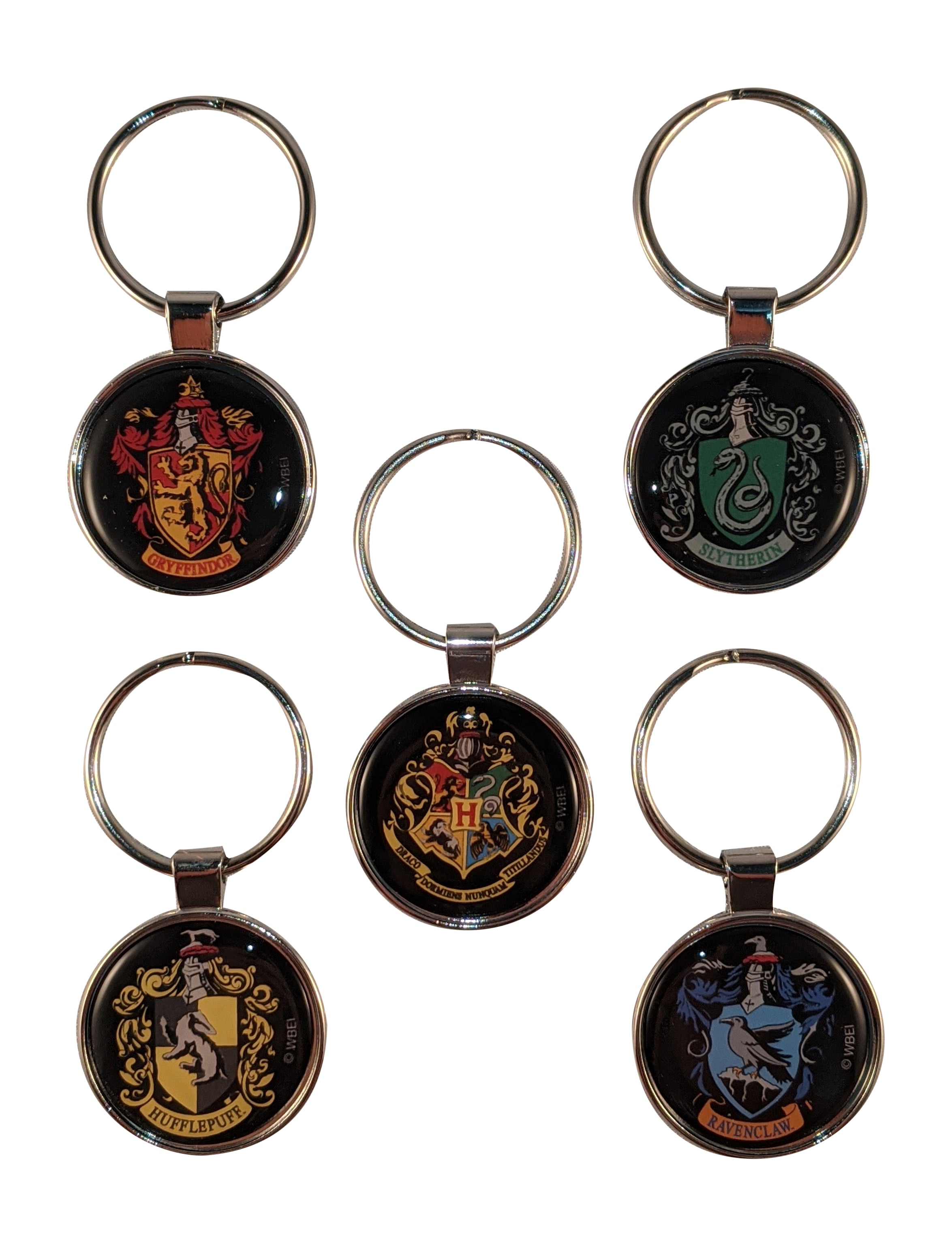 Harry Potter Hogwarts House Crest Keychain 5pk Gryffindor Hufflepuff Ravenclaw Slytherin Logo Set