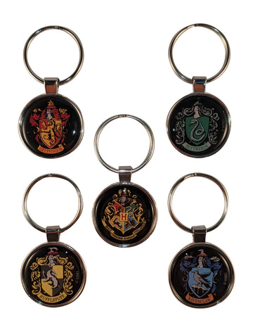 Harry Potter Hogwarts House Crest Keychain 5pk Gryffindor Hufflepuff Ravenclaw Slytherin Logo Set