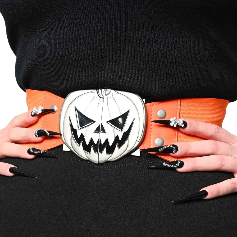 Kreepsville 666 Elastic Waist Belt Trick Or Treat Pumpkin Orange