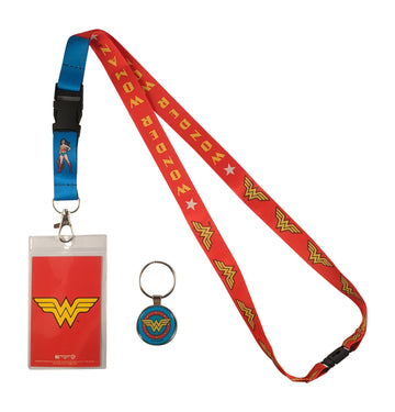 Wonder Woman ID Badge Holder Lanyard & Keychain Bundle - DC Comics Superhero
