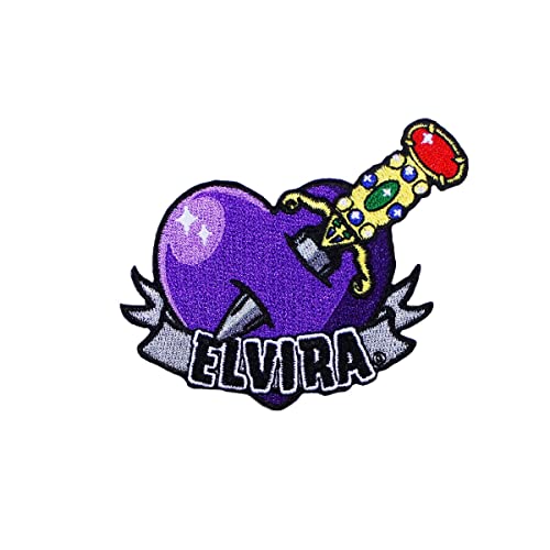 Elvira Comic Dagger Patch Logo Name Horror Embroidered Iron On Applique