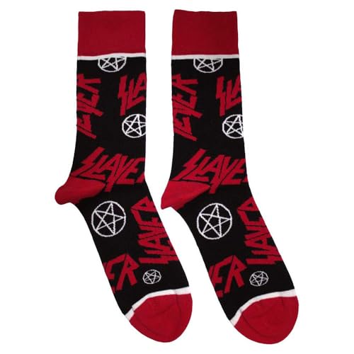 Slayer Band Logo And Pentagram Crew Socks Official Apparel