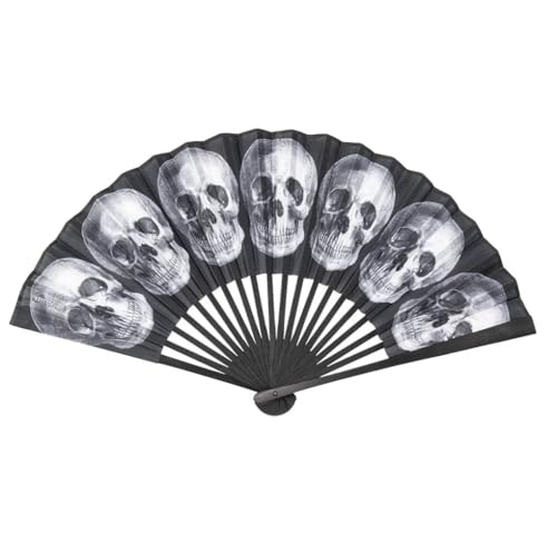 Anatomical Skull Hand Fan - Gothic Fabric Folding Fan